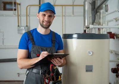 plumber servicing hotwater heater